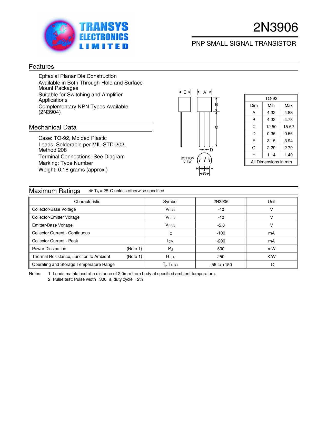 2n3906-datasheet-fairchild 2n3906-datasheet-fairchild