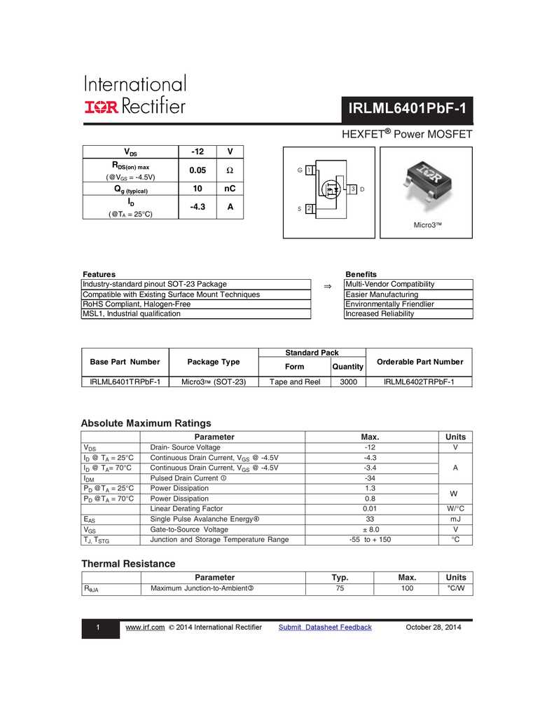 irlml6401-datasheet irlml6401-datasheet