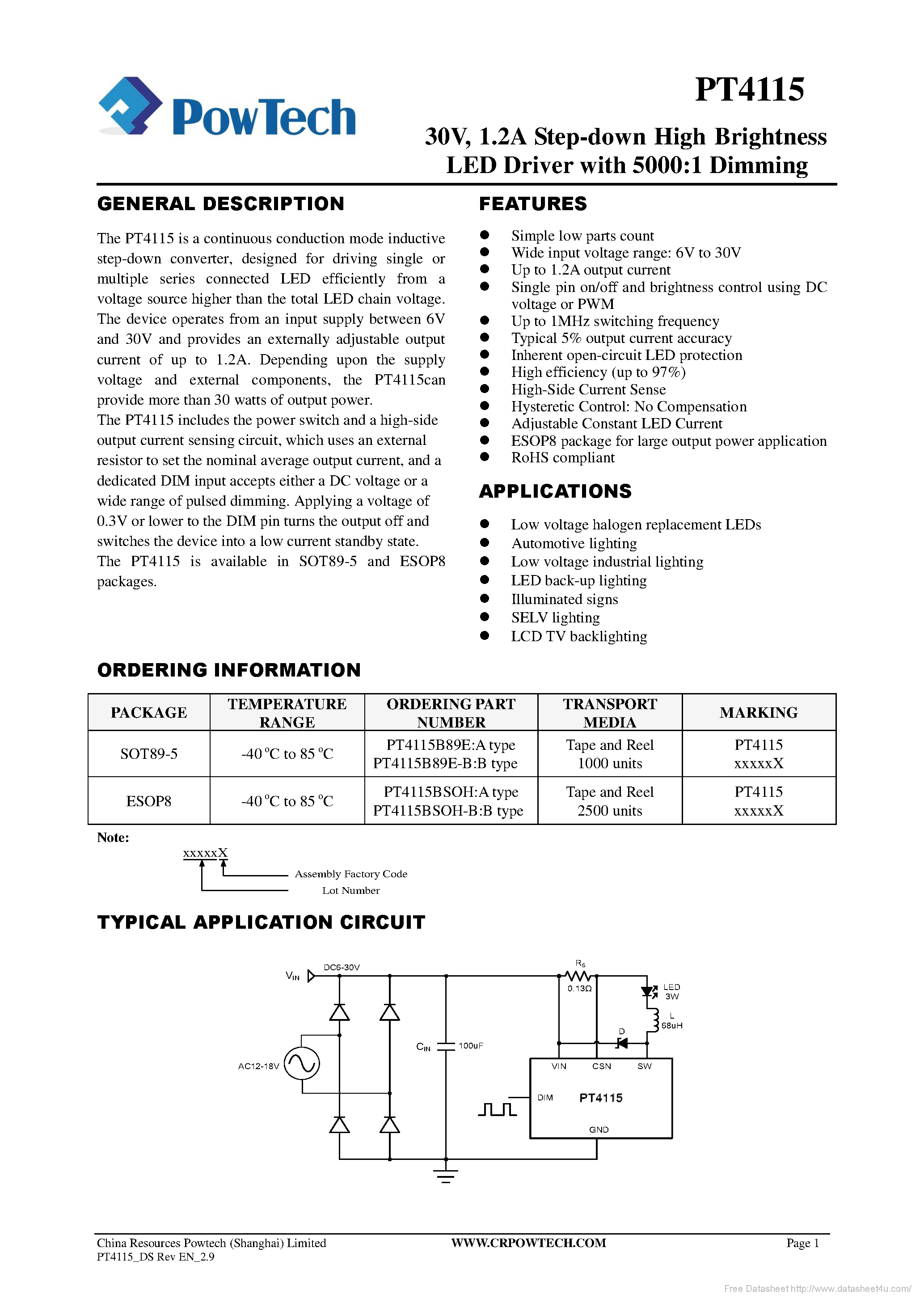 pt4115-datasheet pt4115-datasheet