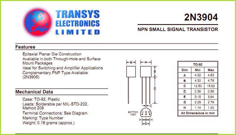 datasheet-2n3904 datasheet-2n3904