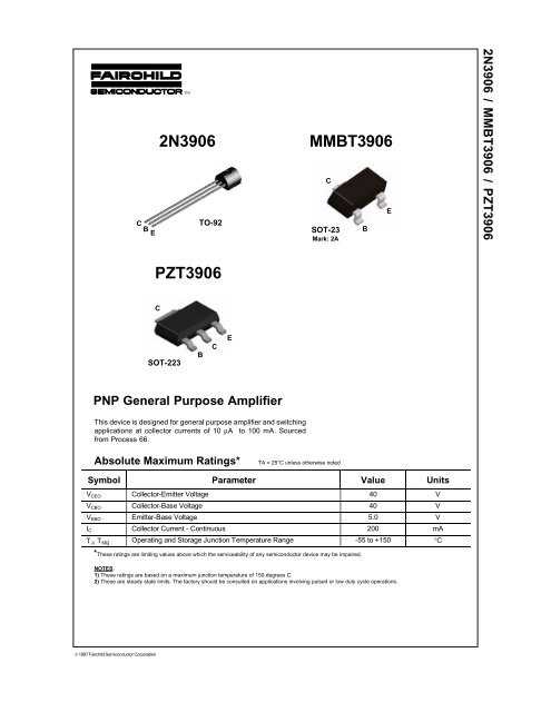 2n3906-datasheet-fairchild 2n3906-datasheet-fairchild