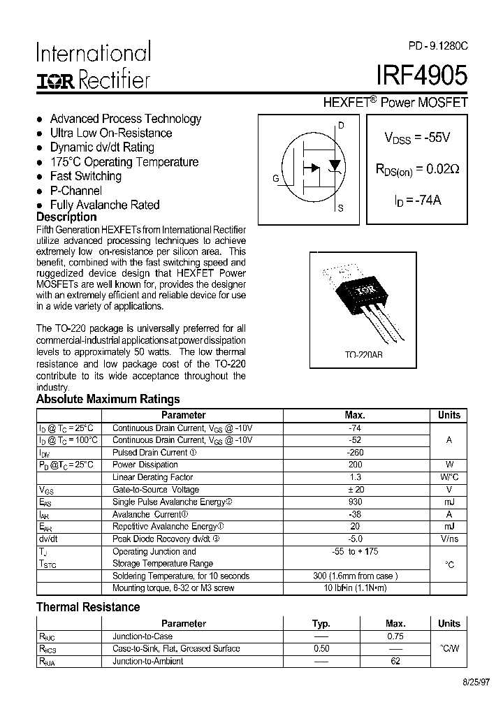 irf4905-datasheet irf4905-datasheet