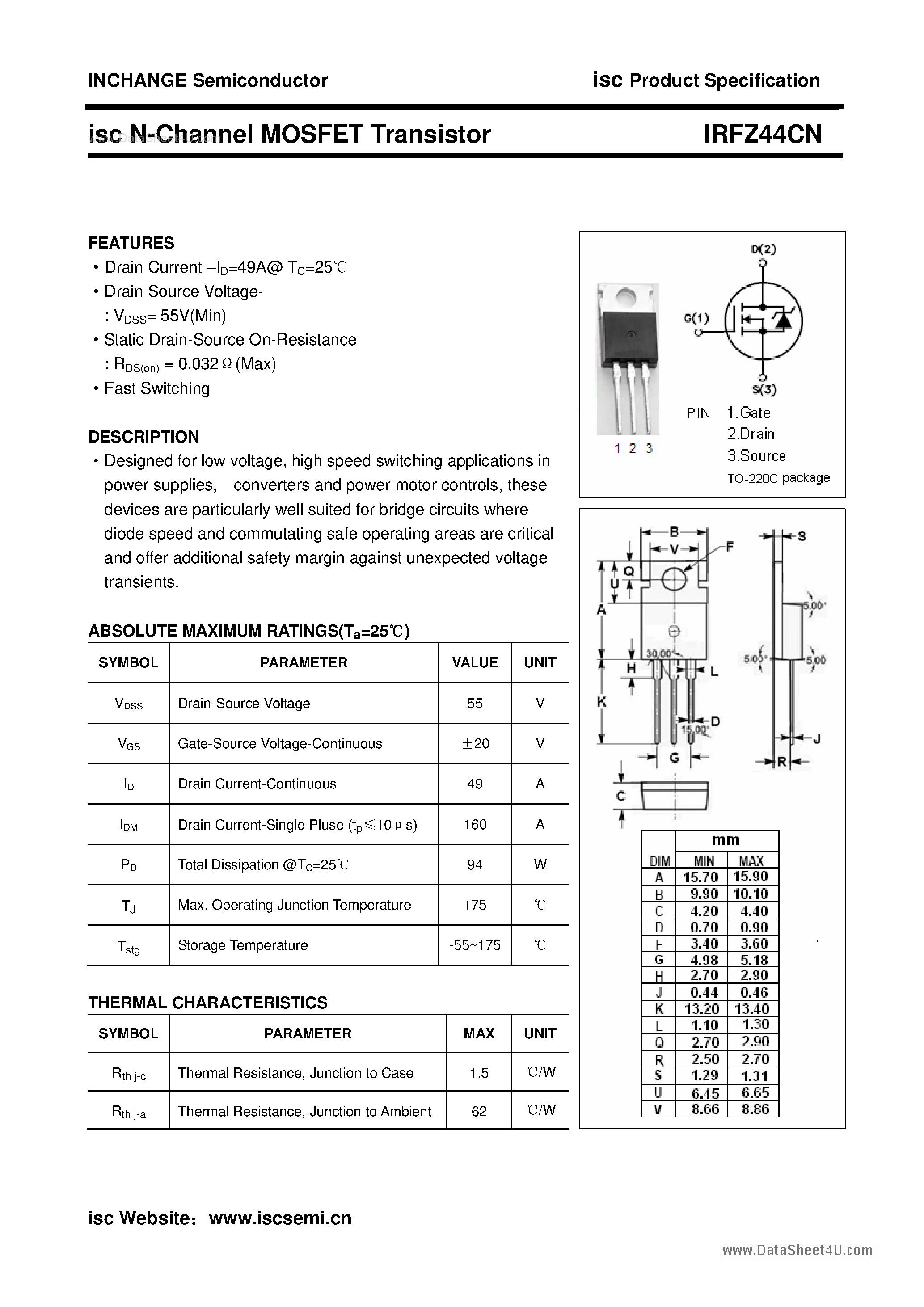 mosfet-irfz44n-datasheet