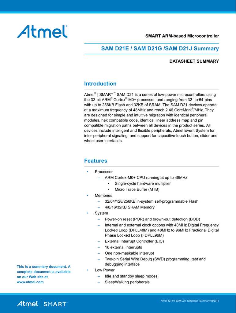 atsamd21e18-datasheet