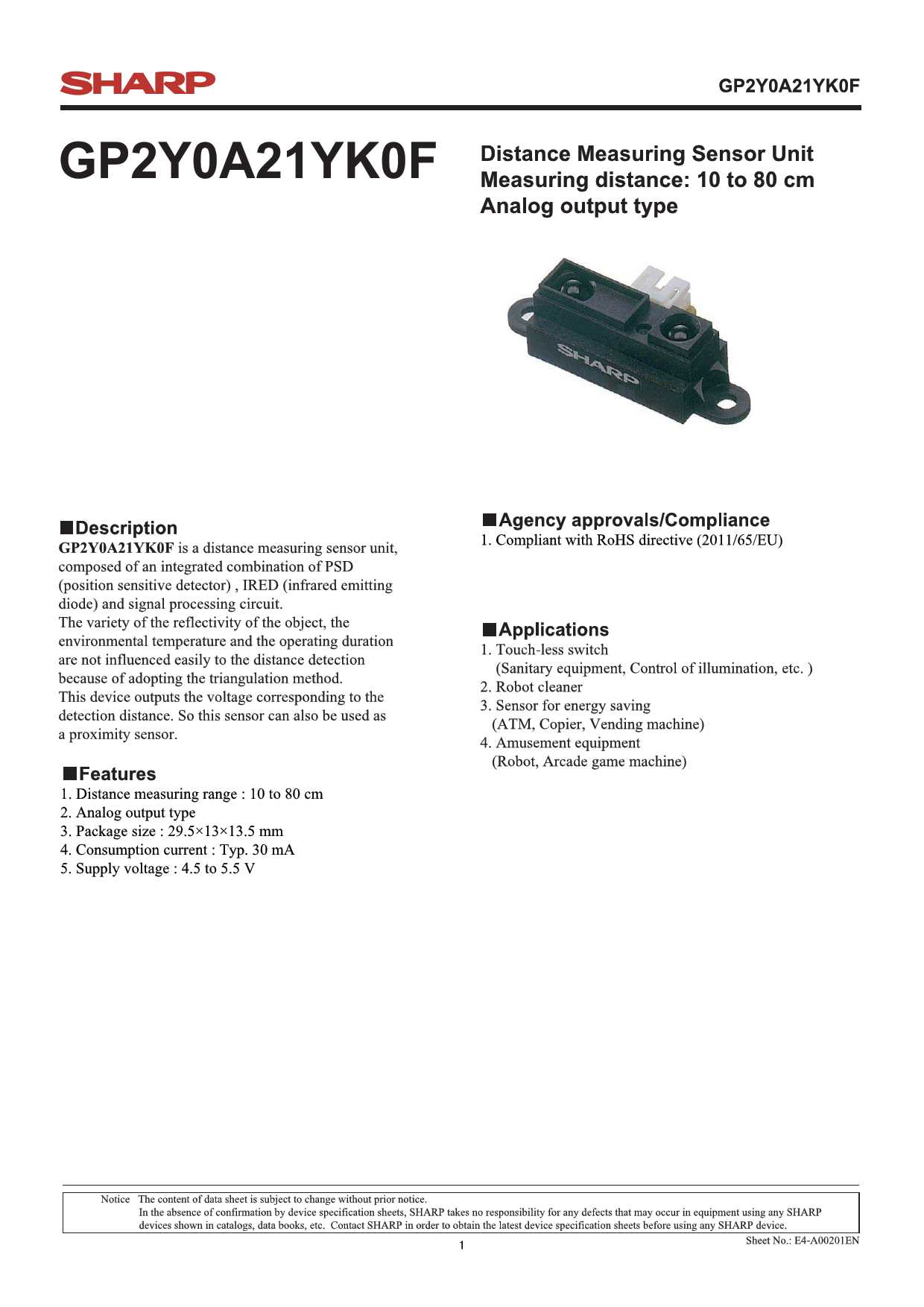 gp2y0a21yk0f-datasheet gp2y0a21yk0f-datasheet