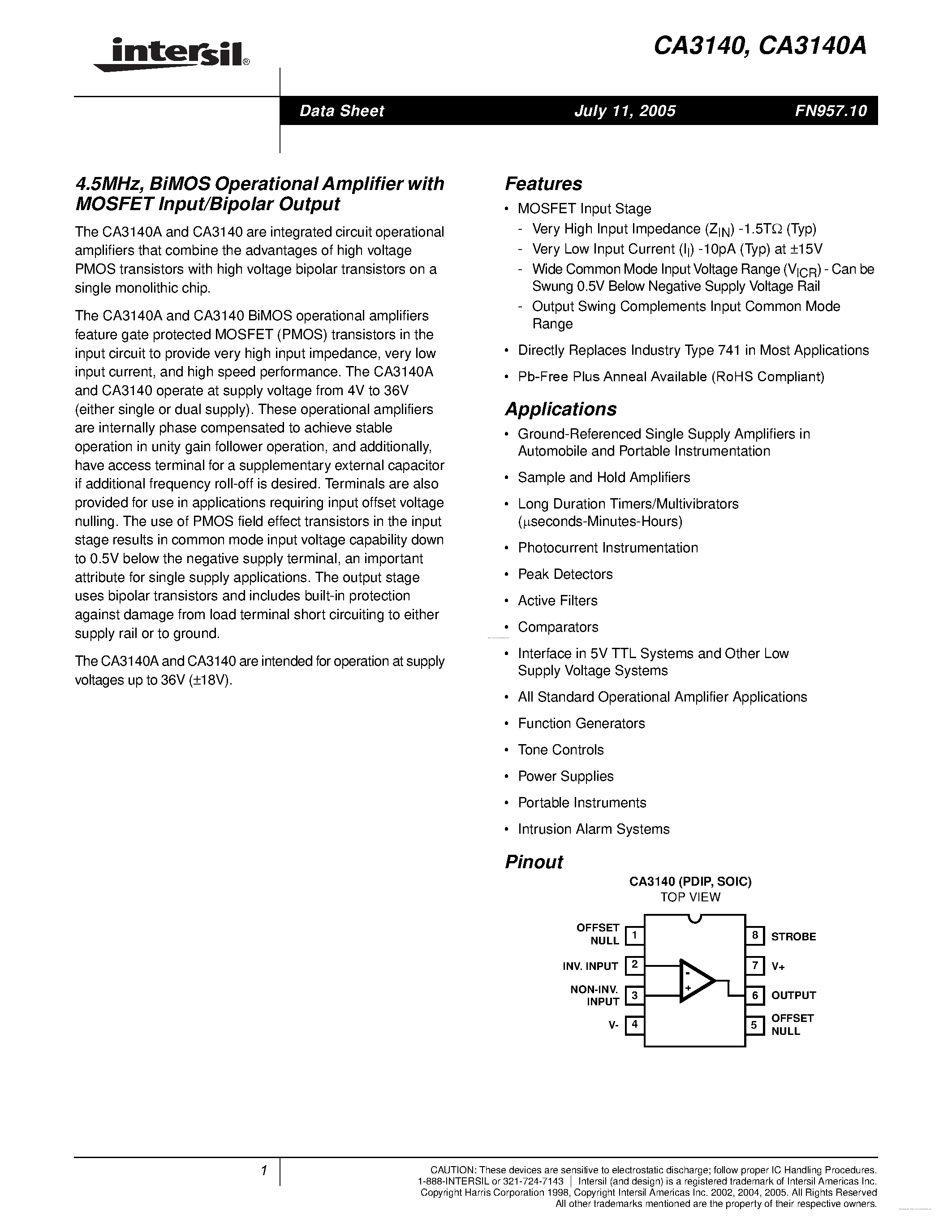 ca3140ae-datasheet ca3140ae-datasheet