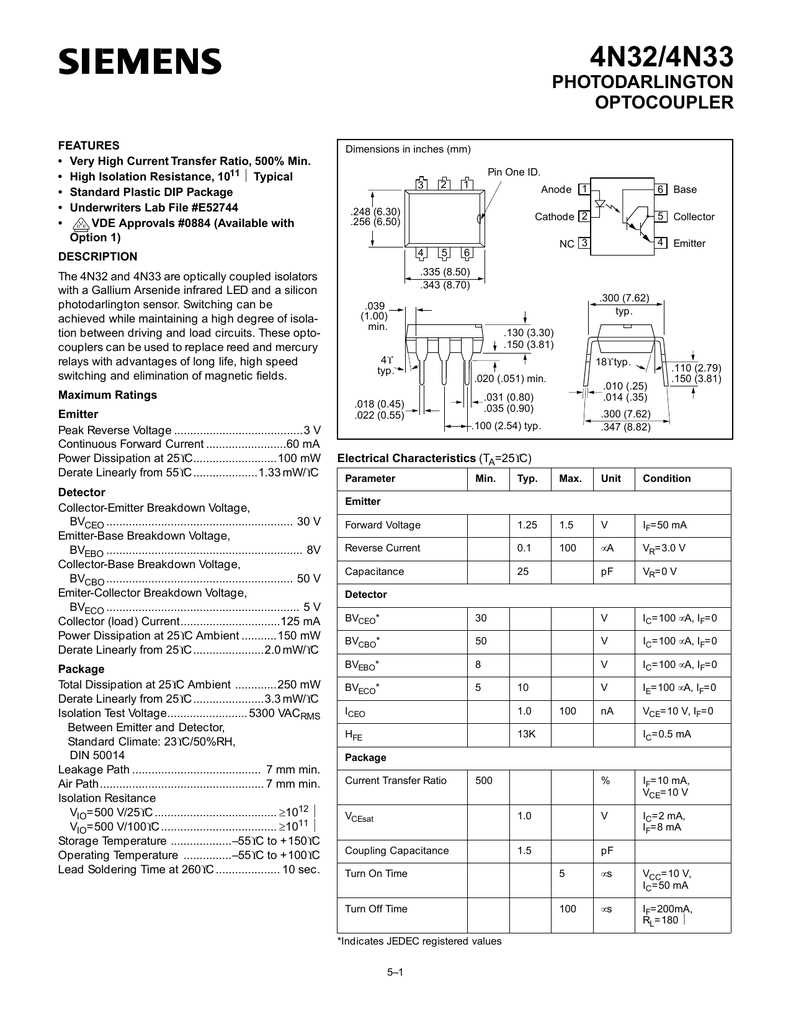 datasheet-4n35-optocoupler datasheet-4n35-optocoupler