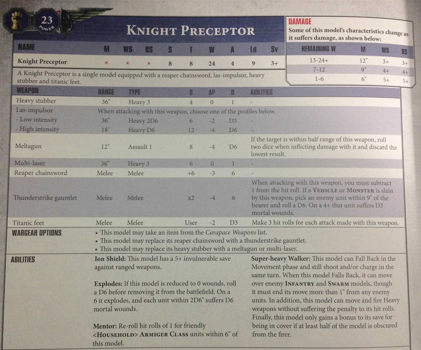 knight-preceptor-datasheet