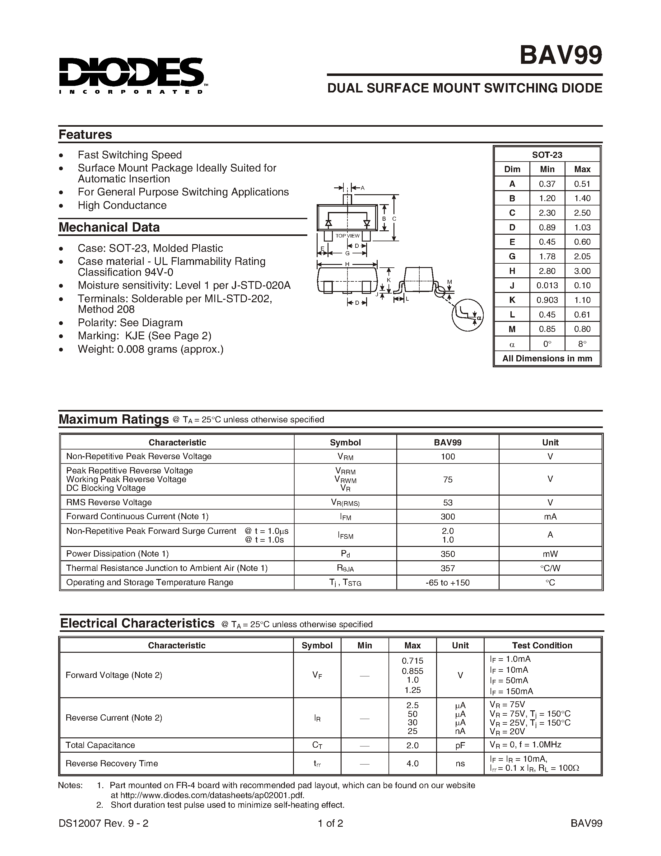 mmbd7000-datasheet mmbd7000-datasheet
