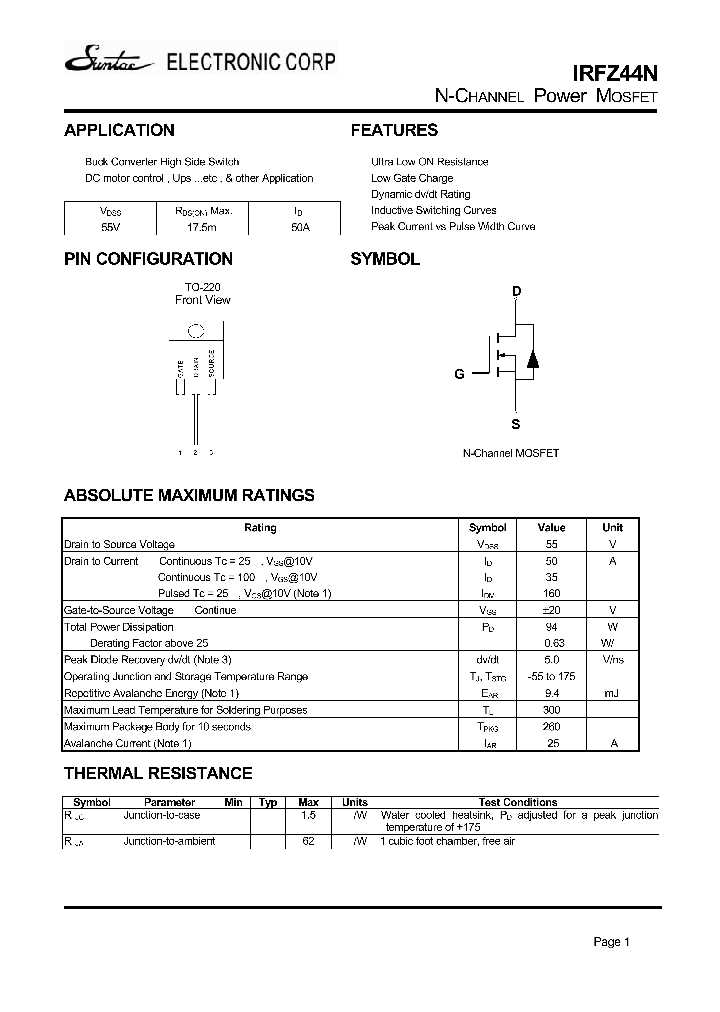 irfz20-datasheet
