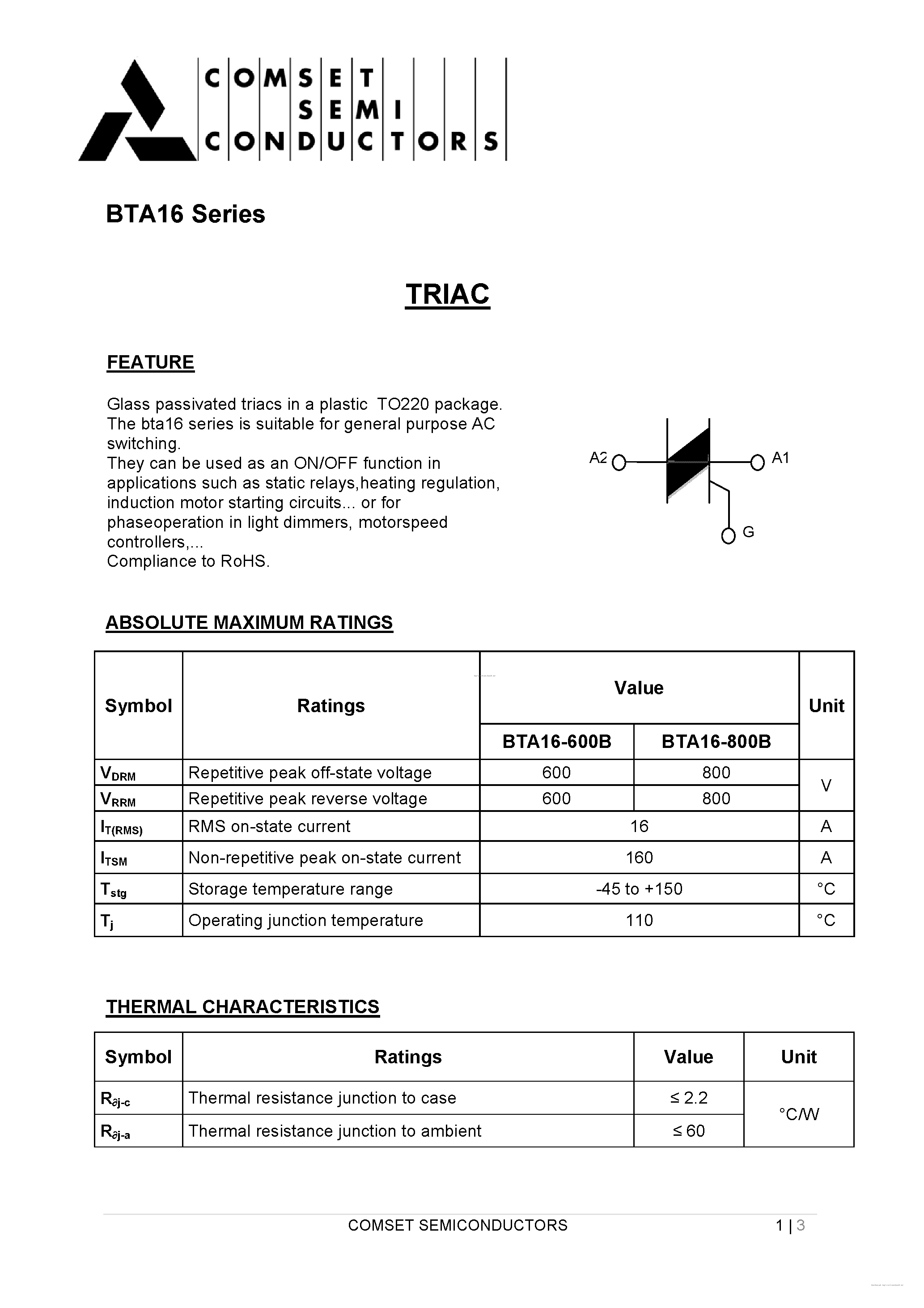 bta16-800-datasheet bta16-800-datasheet