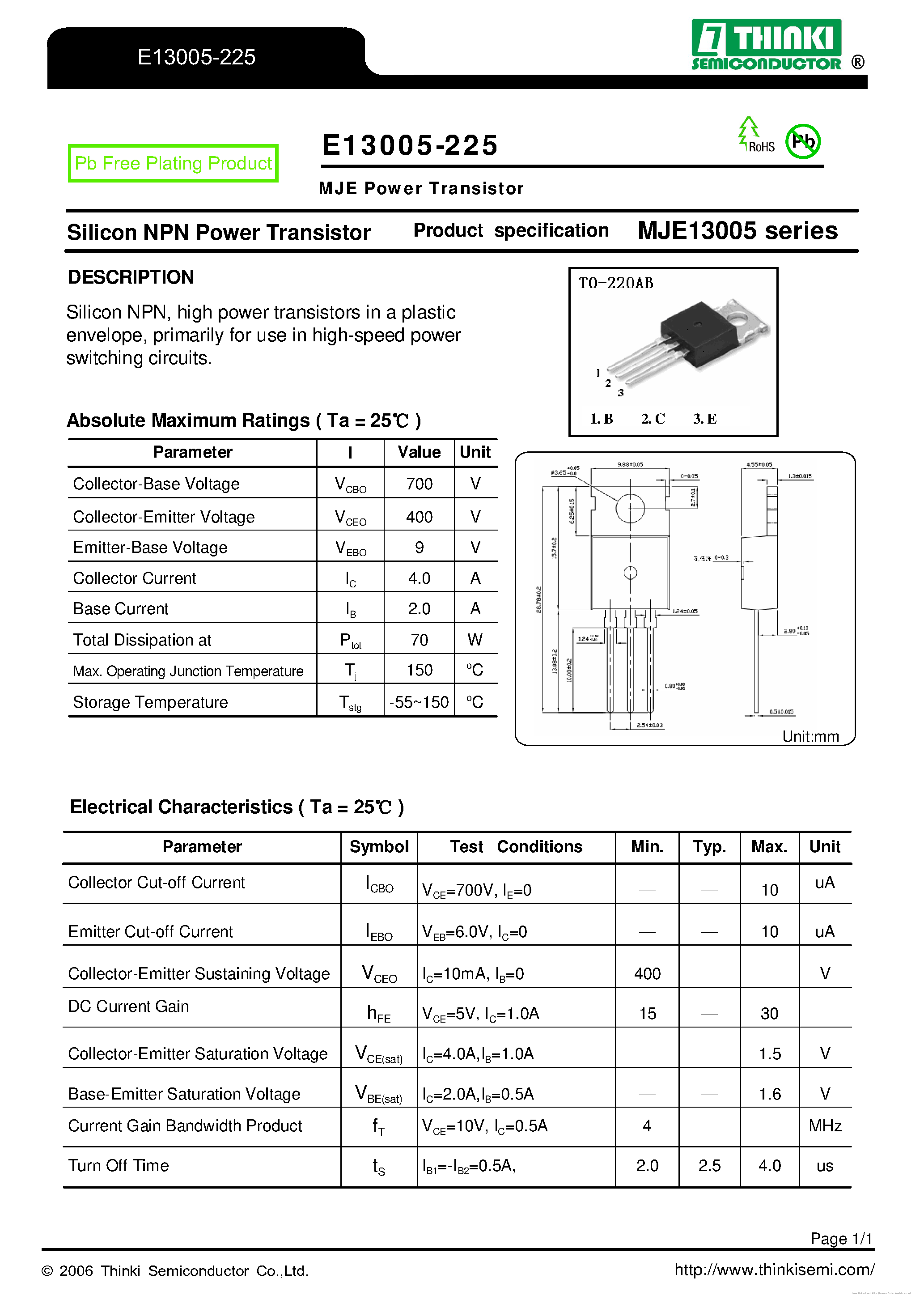 13005-2-datasheet 13005-2-datasheet