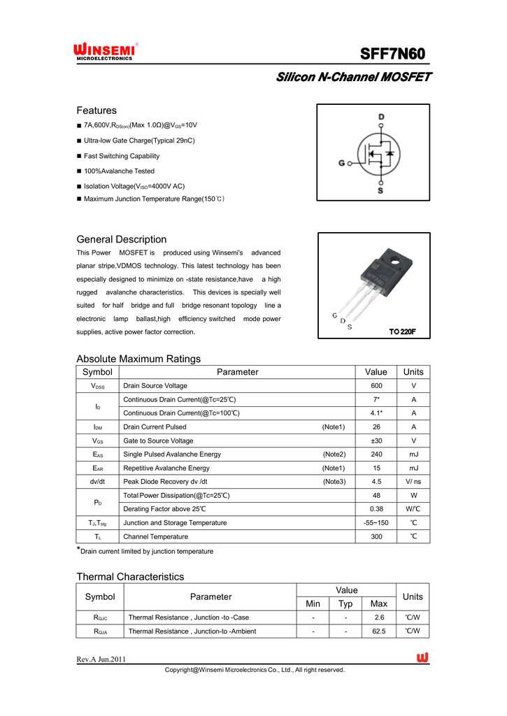 7n60-mosfet-datasheet