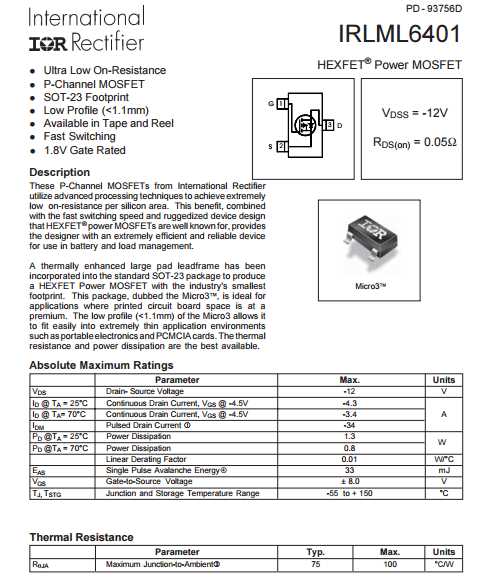 irlml6401-datasheet irlml6401-datasheet