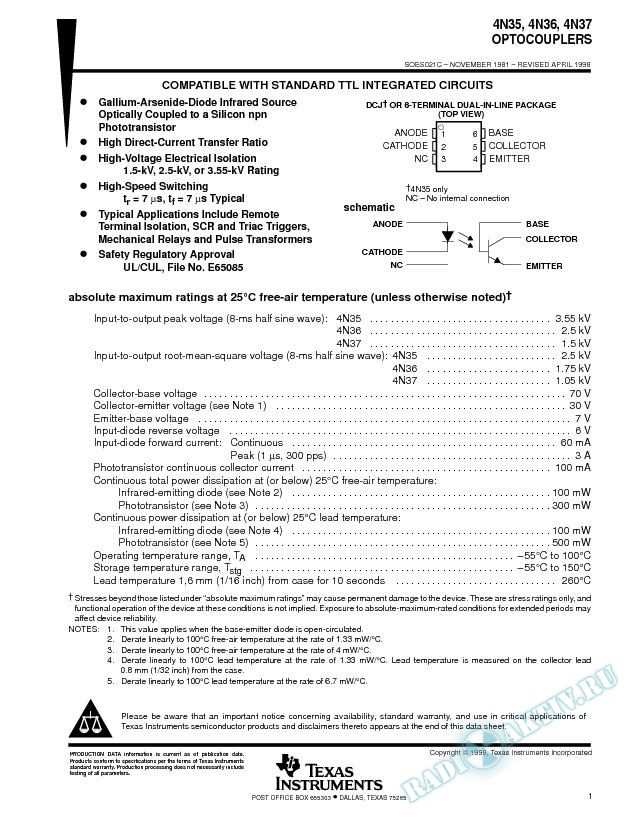 4n35-datasheet 4n35-datasheet
