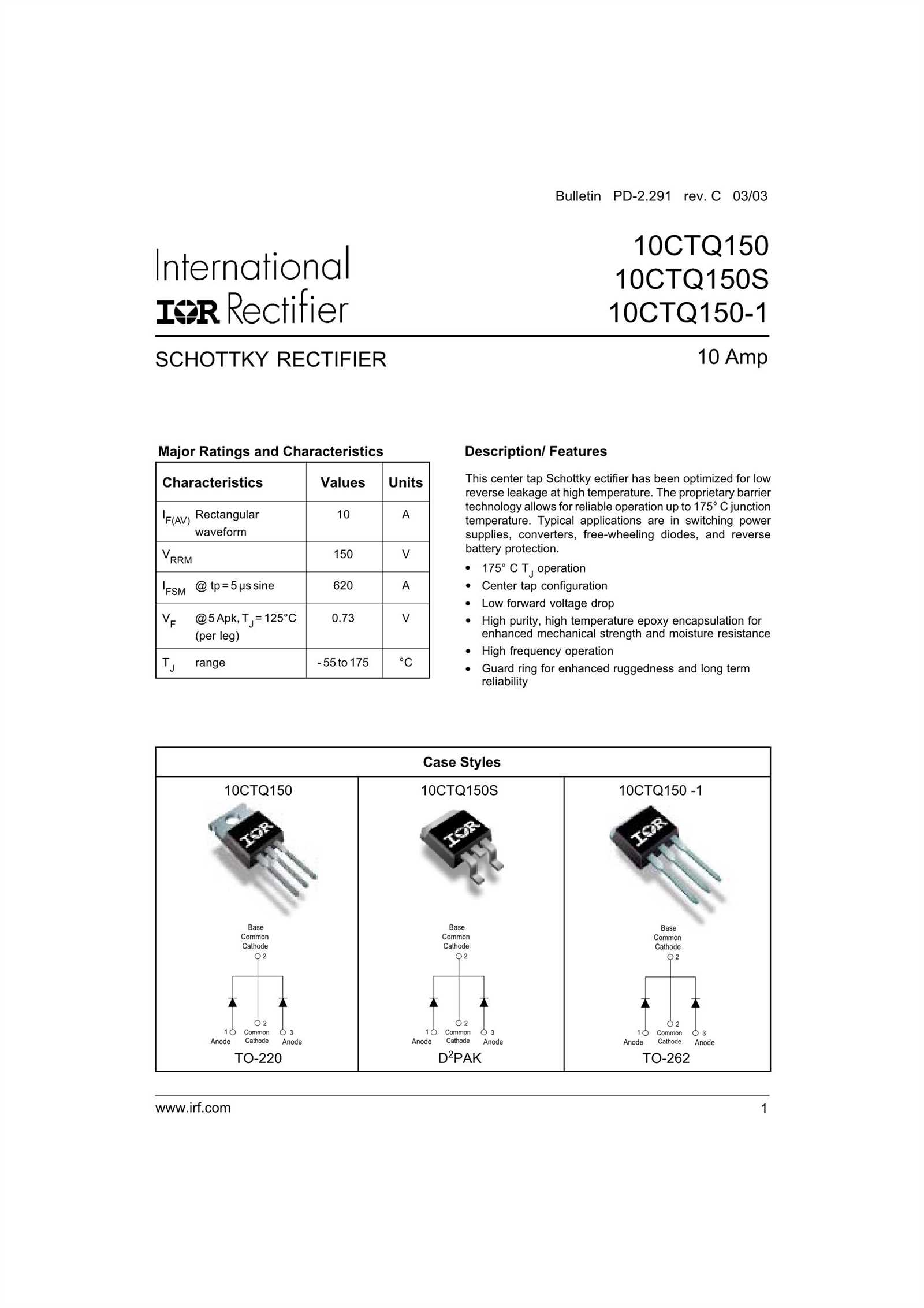 10ctq150-datasheet 10ctq150-datasheet